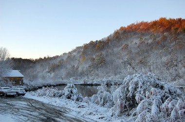 we don't usually think of the fall colors including snow white