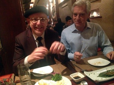 Glenn and Michael and I had our traditional holiday season celebration lunch at Hangawi, a fancy Korean vegetarian place on E. 32nd Street, where you remove your shoes at the door and sit at low tables with a pit for your feet.