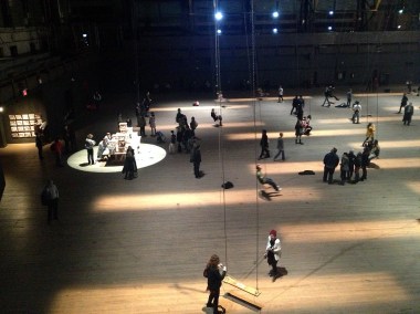 Twenty minutes before the show ends every day, a soprano comes out onto a balcony over the entrance and sings a song composed for the occasion by David Lang. Beautiful show! More fun that "Discovering Columbus" and right up there with the best audience-participation installations in MOMA's atrium.