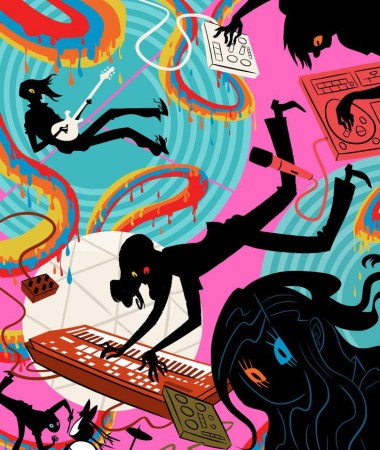 illo of experimental pop band Black Moth Super Rainbow by Daniel Krall