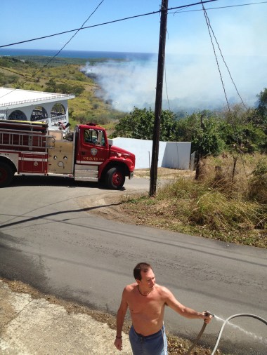 Not standard procedure -- wildfire in the fields down the hill, close enough to make us worry