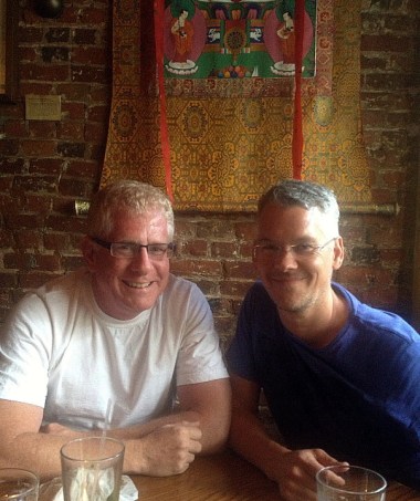 Dave Nimmons and Tim Foskett at Tsampa in the East Village, on our way to see THE DESIGNATED MOURNER at the Public Theater