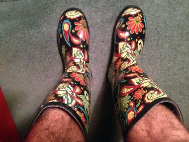 At Discount Shoe Warehouse I bought new rain boots to take to the Amazonian jungle