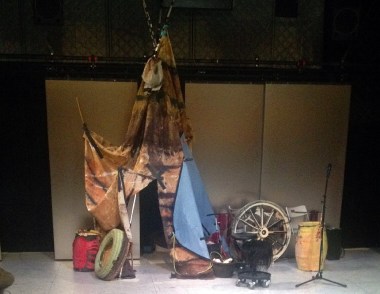 the set for the Wooster Group's CRY, TROJANS!