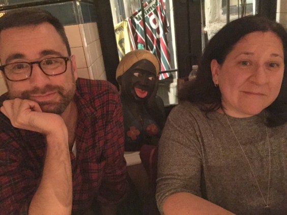 Andy and Sari at Bar Bossa in Soho (with namoradeira figurine) 