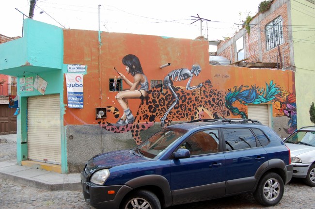 2-1 skeleton tiger mural