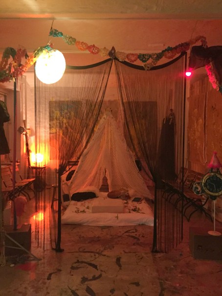 Achim Kraemer graciously offered me one of his private performances at the loft he shares with Robert in Neukolln -- I sat here in the Love Lounge